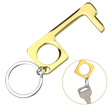 New HOSHI ZINC Safety Alloy Non-contact Door Opener EDC Door Opener with Key Ring Alloy Press Elevator Tool Door Handle Keychain